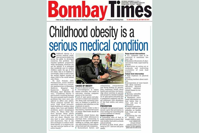 dr anil solanki view on childhood obesity featured in bombay times